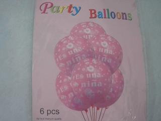 GLOBO 6PCS ES UNA NIÑA PARTY BALLOONS