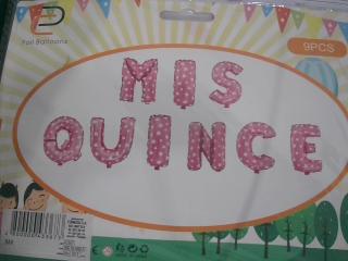 GLOBO 9PCS EN LETRAS FELIZ QUINCE