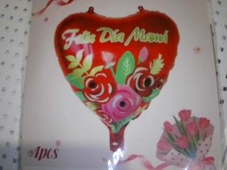 GLOBO CORAZON C/FLORES  FELIZ DIA MAMA  48901