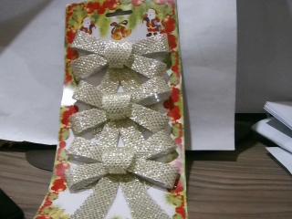 ADORNO NAVIDEÑO MOÑO DE TELA X3 10CM