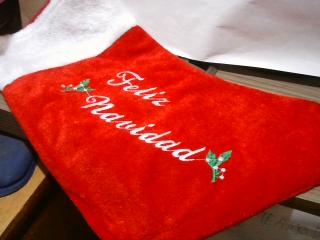 BOTA NAVIDEÑA DE TELA FELIZ NAVIDAD