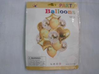 GLOBO CON ESTRELLA Y CORAZON AMARILLO X 14PCS 