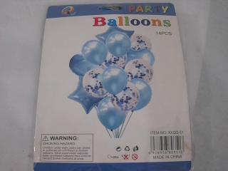 GLOBO CON ESTRELLA Y CORAZON CELESTE X 14PCS 