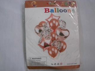 GLOBO CON ESTRELLA Y CORAZON CREMA DORADA X 14PCS 