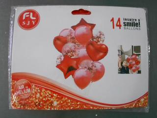 GLOBO CON ESTRELLA Y CORAZON X 14PCS 