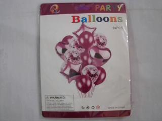 GLOBO CON ESTRELLA Y CORAZON LILA X 14PCS 
