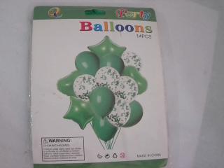 GLOBO CON ESTRELLA Y CORAZON VERDE X 14PCS 