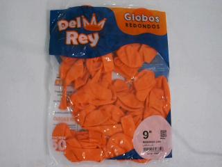 GLOBO DEL REY 9LTS NARANJA X 50 UNID