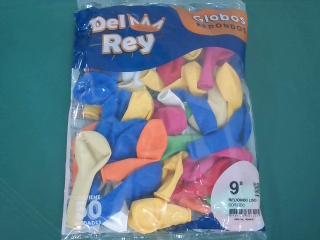 GLOBO DEL REY 9LTS COLORES SURT. X 50 UNID