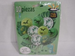 GLOBO CON DISEÑO DINOSAURIO X 10PCS