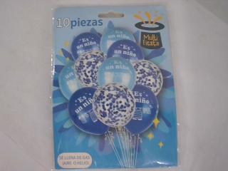 GLOBO CON DISEÑO ES NIÑO X 10PCS