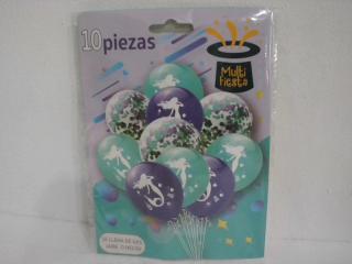 GLOBO CON DISEÑO SIRENA X 10PCS