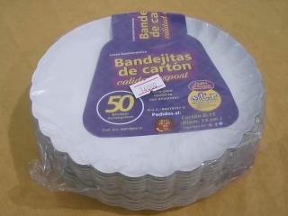 BANDEJA DE CARTON REDONDO 15CM X 50 UNIDAD.