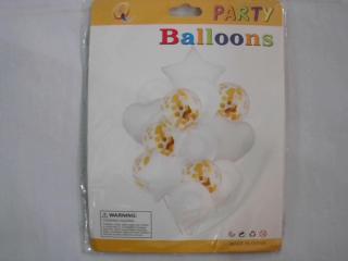 GLOBO CON ESTRELLA Y CORAZON BLANCO/DORADO X14 PCS
