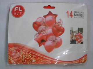 GLOBO CON ESTRELLA Y CORAZON ROJO X 14PCS
